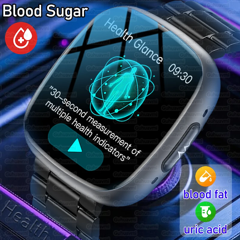 Nuevo reloj inteligente con glucosa en sangre, ácido úrico, grasa corporal, Micro examen físico, cinco relojes de salud de órganos, llamada Bluetooth, reloj inteligente