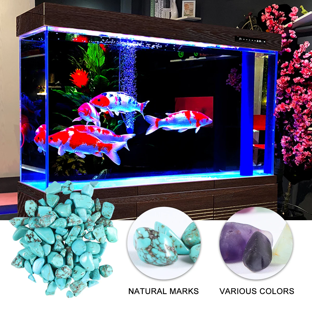 

2 Pack Crystal Gravel Fresh Water Aquarium Pebbles for Fish Tank Plant Ornament Vase Decoration