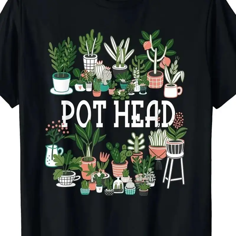1pc Men's 100 Cotton Relaxed Fit Casual T Shirt with Pot Head Plant Print R ò