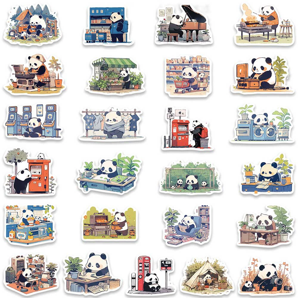 10/50Pcs Cartoon Cute Panda Varied Stickers Pack for Kids Travel Luggage Scrapbooking Phone Laptop Decoration Graffiti Decals