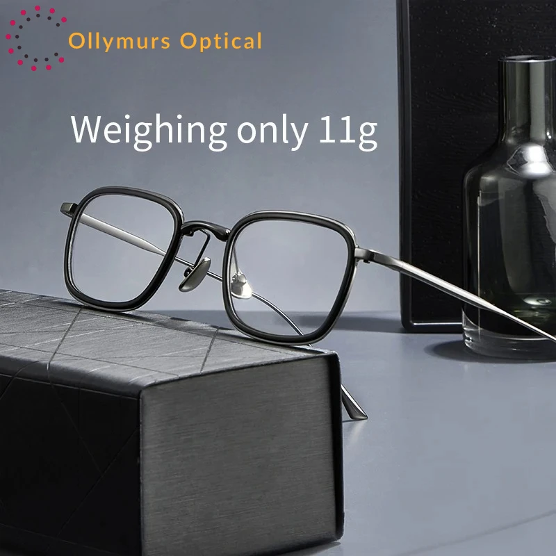 

OLLYMURS Men's And Women's Ultra-Light Pure Titanium Eyeglass Frames Trendy Classic Retro Optical Prescription Glasses 19052