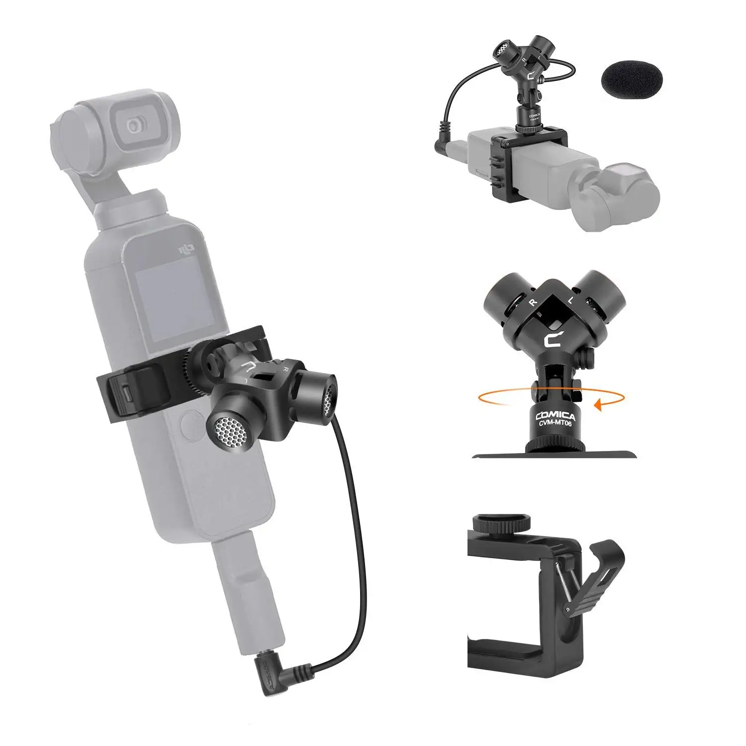 

Comica CVM-MT06 Mini Microphone for Action Camera DJI Osmo Pocket (3.5MM TRS) XY Stereo Cardioid Condenser Dual-Mic Speaker