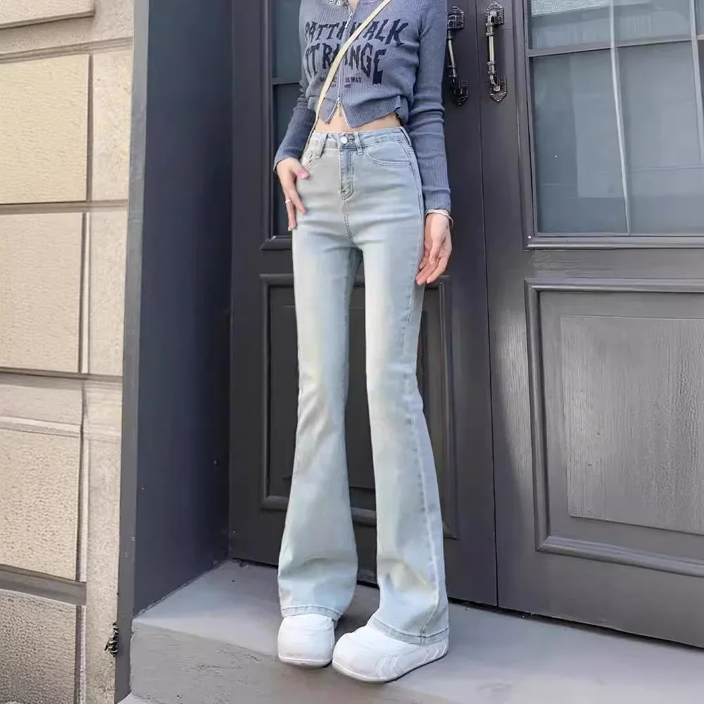 Spring 2024 New Women's Jeans High-Waisted Micro-Flared Petite Slimming Bell-Bottom Pants Elasticity Smooths Your Silhouette