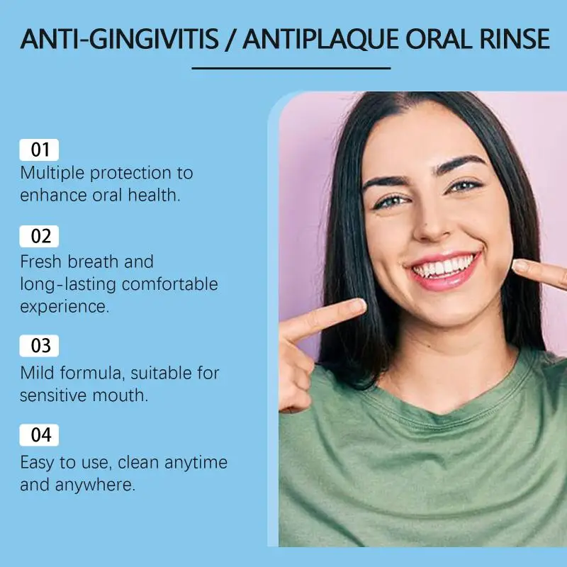 

Ополаскиватель для рта без спирта, для ухода за полостью рта, улучшенная защита от гингивита, свежее дыхание, устранение неприятного запаха, для ежедневного ухода за зубами