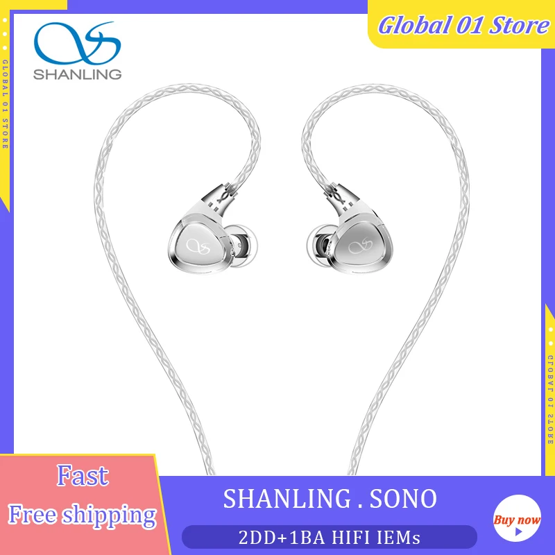 

Shanling SONO 2DD+1BA IEMs 6 Units Hybrid Drive In Ear Earphone HiFi Music Earbuds 2Pin 0.78mm 4-Core Silver-Plated Copper Cable