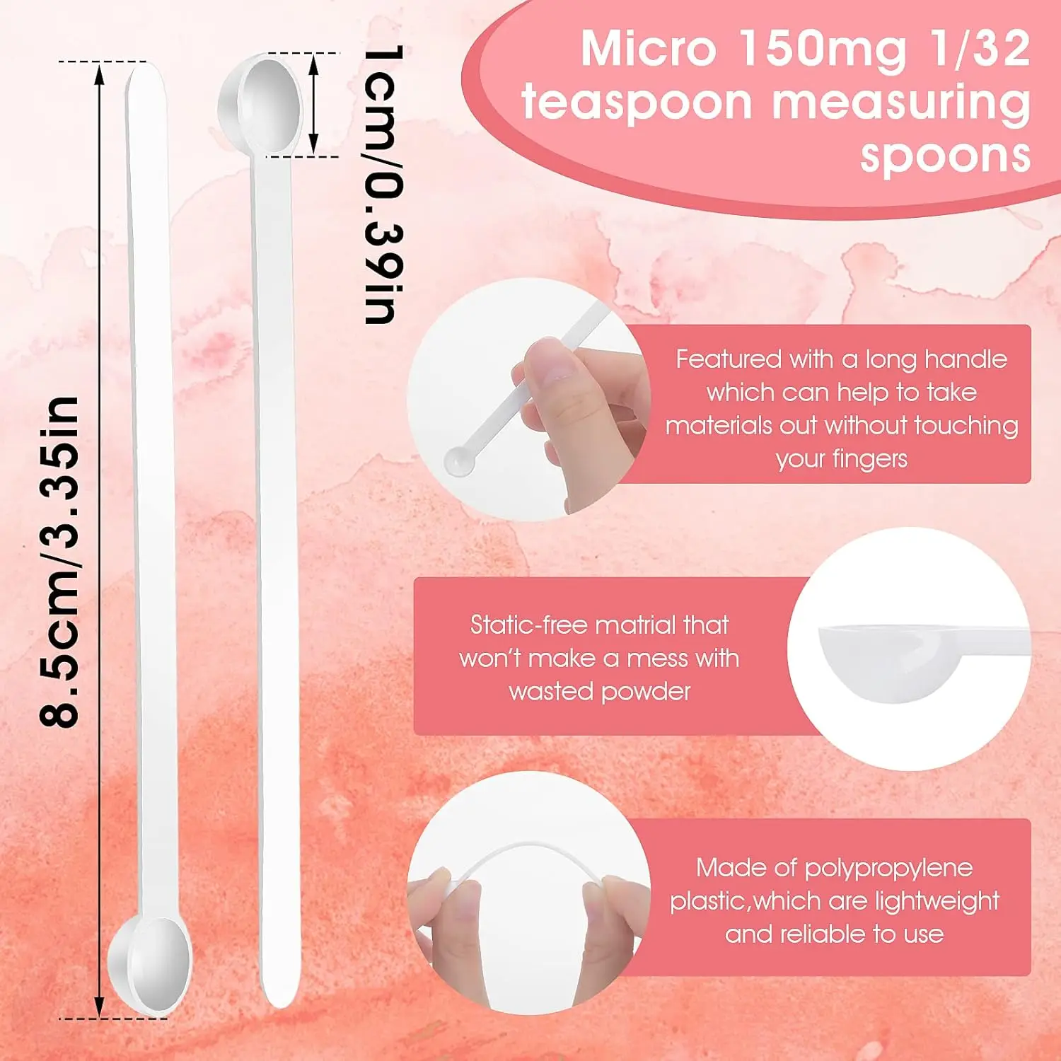 200Pcs Mini Measuring Spoons 0.15ml Micro Powder Scoop for Sugar Cosmetics Coffee Milk Glitter Measurement Tools Supplies