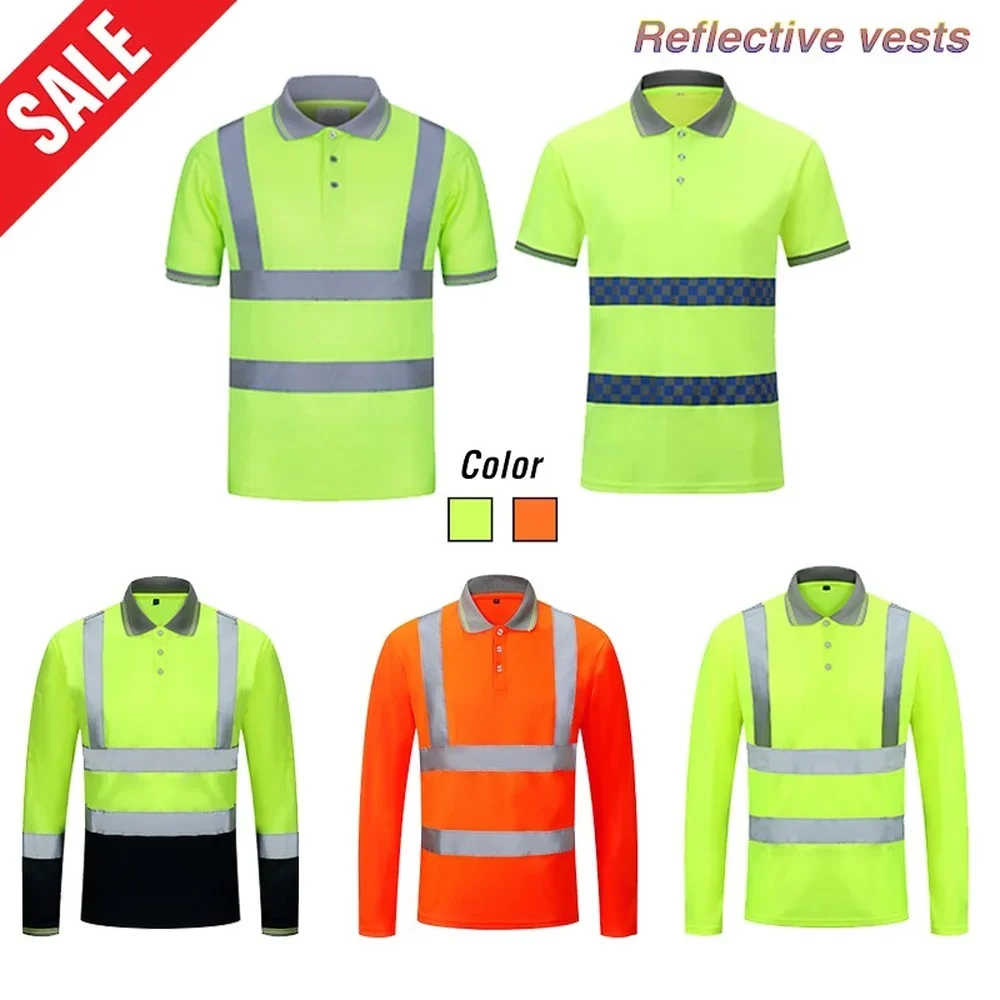 Safety Reflective Shirts High Visibility Working T-shirt with Reflection Tapes Road Traffic Construction Security Tops Workwear