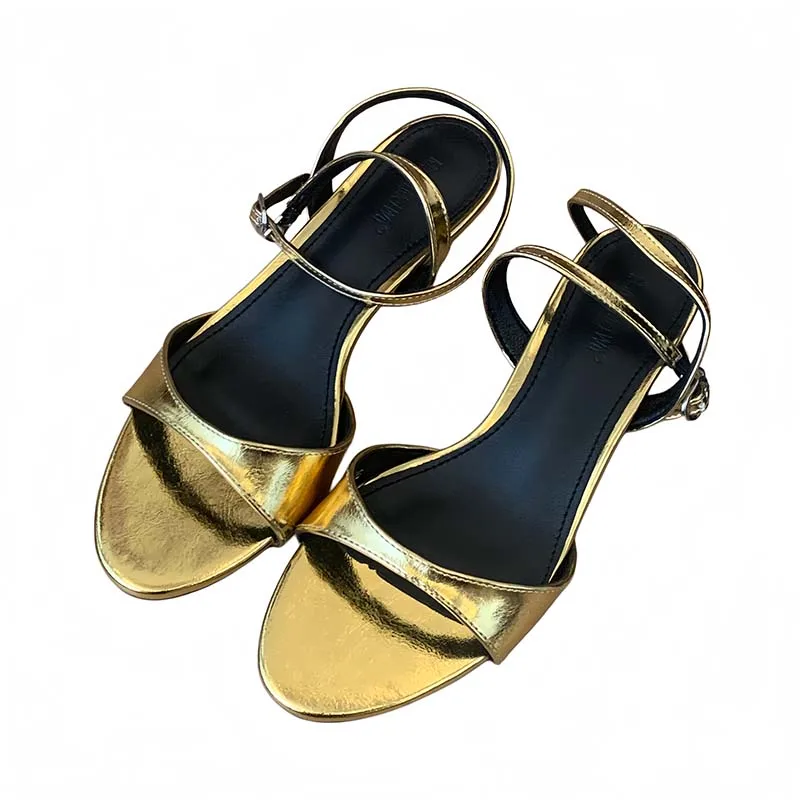 

Gold Heels Sandals Summer Ladies Shoes Red Narrowband Ankle Buckly Sandal Kitten Heels Round Toe Shoes Woman 2026 Comfort