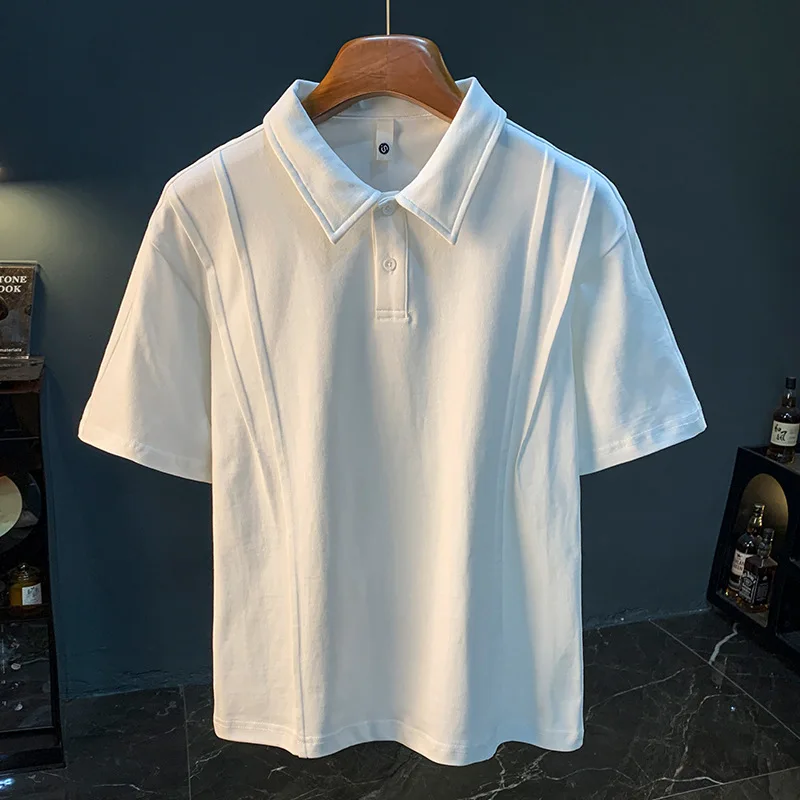 

Fashionable casual short sleeved T-shirt for men's summer collar top, simple and versatile commuting polo shirt