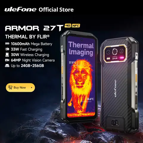 Ulefone Armor 27T 4G THERMAL BY FLIR® 견고한 휴대전화 10600mAh 최대 24GB+256GB 6.78