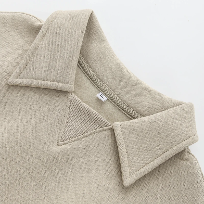 Kinder kleidung Jungen und Mädchen Baumwolle Plüsch warme Sweatshirts Herbst Winter neue Kinder Revers lässig lose Langarm pullover – Detail 24