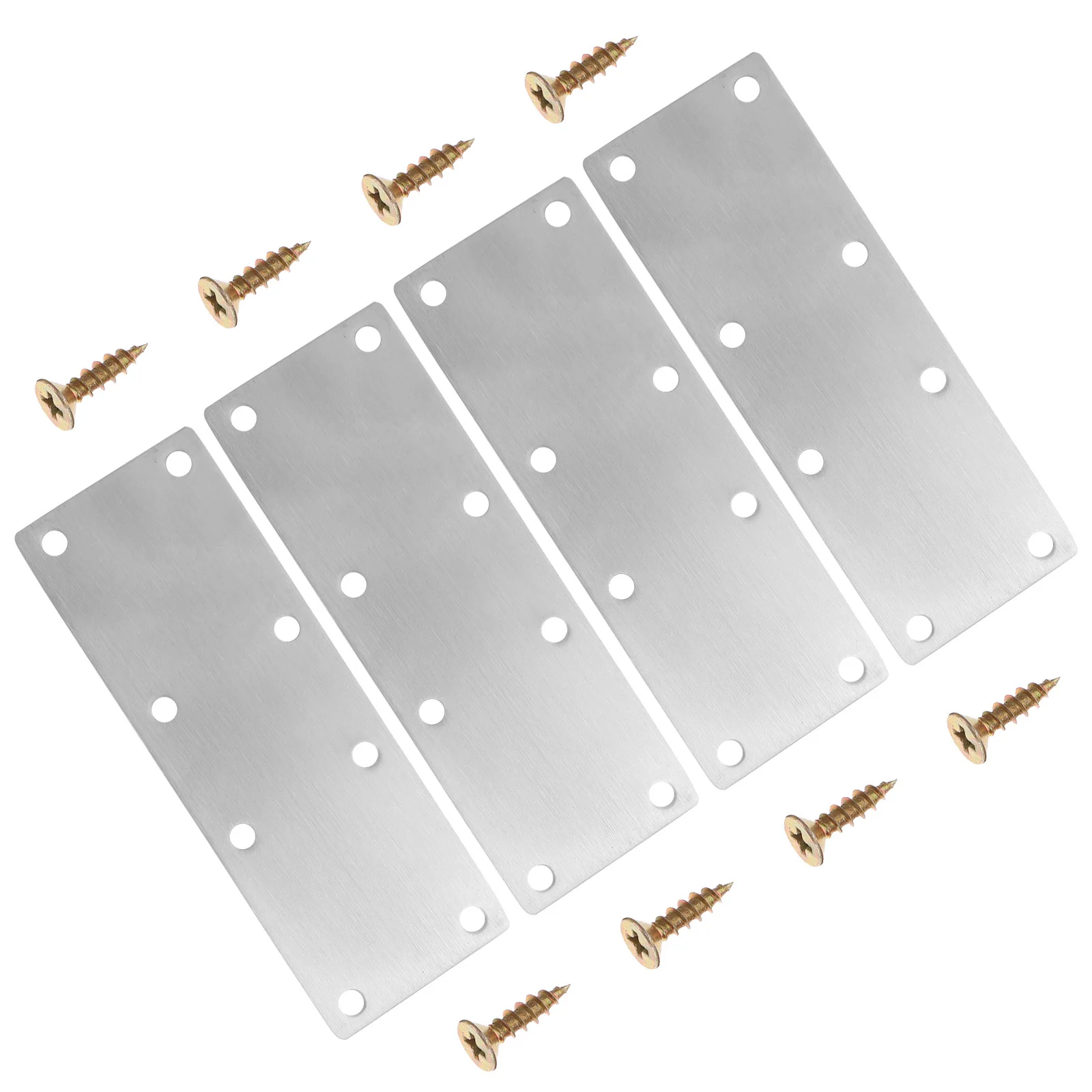 

4Pcs Straight Brace Brackets Metal Mending Plates Repair Fixing Connector for Furniture Wood Flat Corner Joining Stainless Steel