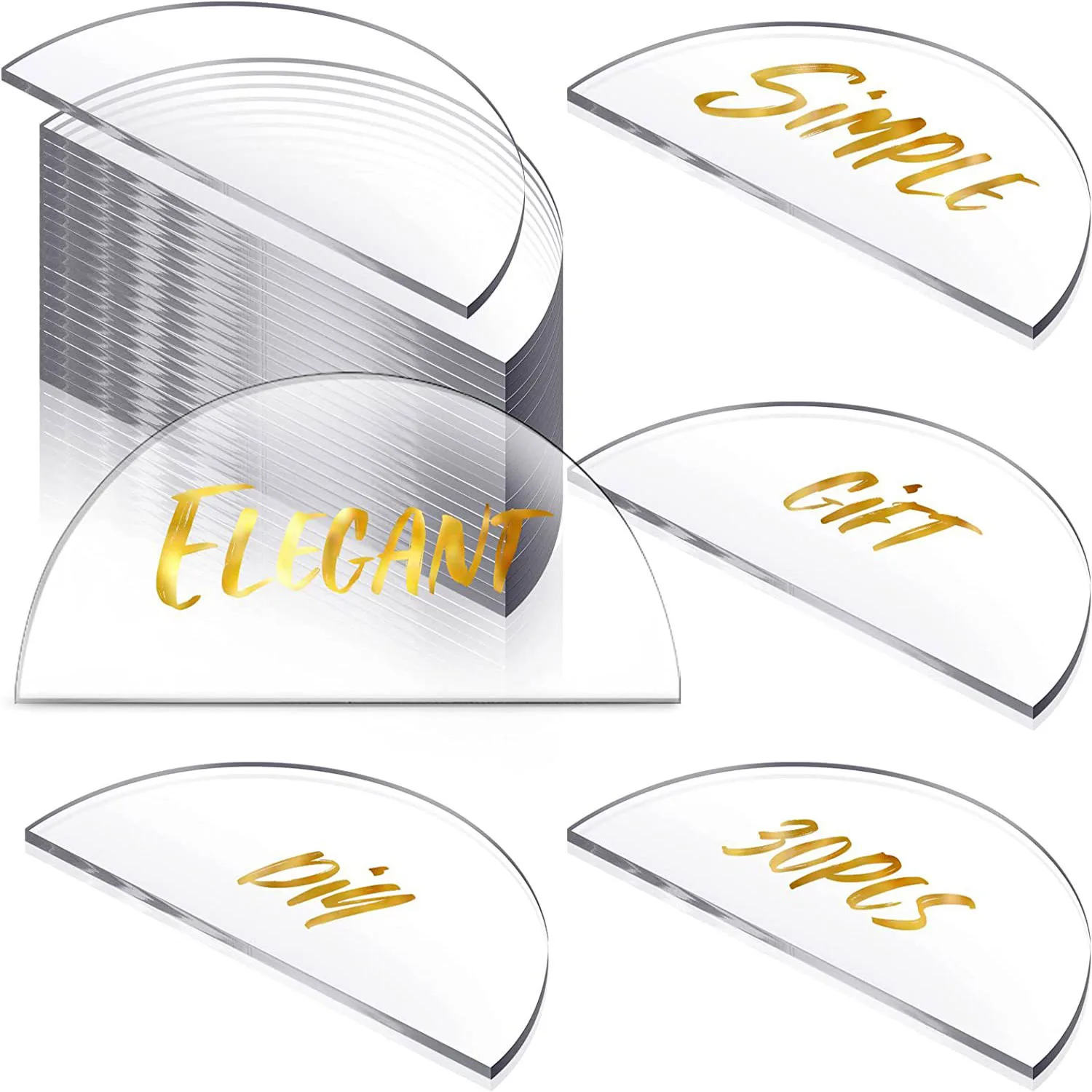 10Pcs/Set Clear Acrylic Wedding Place Cards Half Circle Acrylic Sign Table Numbers Wish Sign Party Birthday Party Restaurant