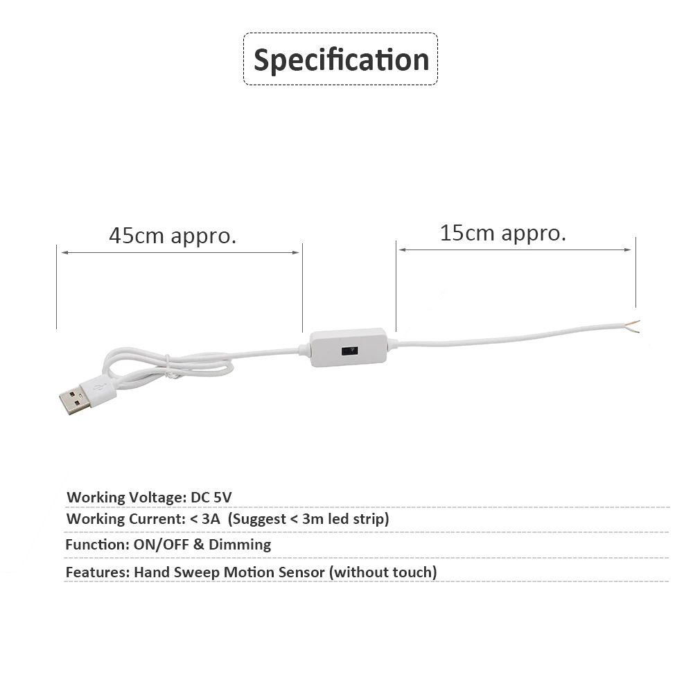 USB Hand Sweep Waving ON/OFF Motion Sensor Switch Dimmer 5V 3A IR Detector for Closet Bedroom Home Decoration Night Light Strips