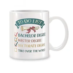 PhD Graduation Mugs For Men New PhD Doctor Birthday Gifts Novelty Coffee Ceramic Tea Cups White 11 oz