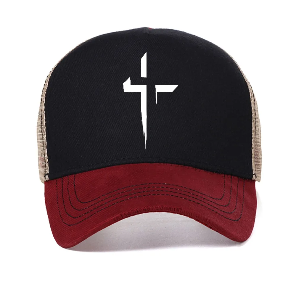 

Nail Cross Jesus Christian Adjustable Washed Denim Baseball Cap Vintage Casual Dad Hat fashion Unisex mesh Snapback hats