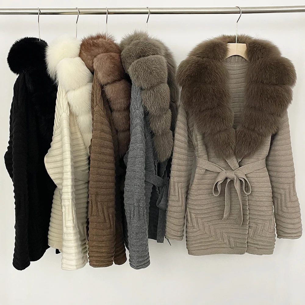 Real Fur Jacket with Fur Cardigan for Women Cardigans and Sweater & Jumpers Autumn/winter Ladies Korea Fashion Tops for Woman