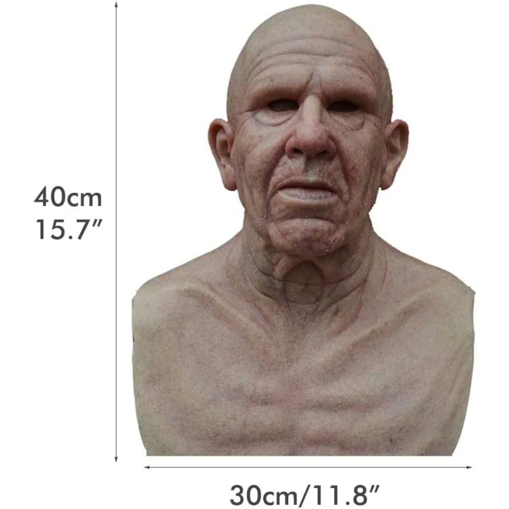 Headgear Prop Old Man Mask, The Elder Mask Realistic Latex  Human Wrinkle Face Mask Full Head Mask for Halloween Masquerade