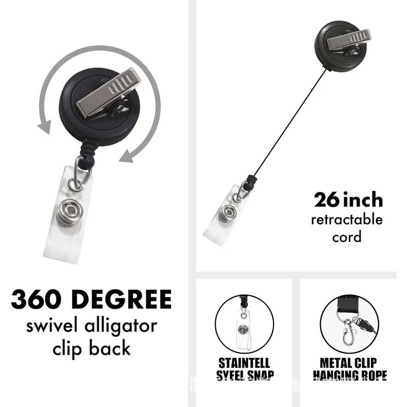 Frog Retractable Badge Holder Case ID Card Holder with Lanyard Access Work School Employee Card Reel Clip for Key Card - view 5