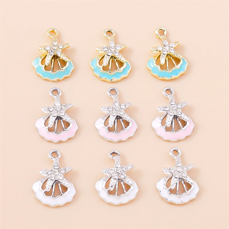 10 Stück niedliche, gemischte Metallanhänger mit Motiven von Meerestieren, Schildkröten, Fischen und Muscheln, zum Basteln von Schmuck, Ohrringen, Halsketten und für DIY-Bastelarbeiten. – Detail 18