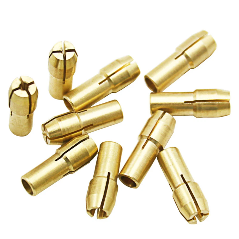 

10 Piece Brass Collet Chuck Set Designed for Rotary Tools with M8x0 75mm Nut Accommodates Drill Bits from 0 5mm to 3 2mm