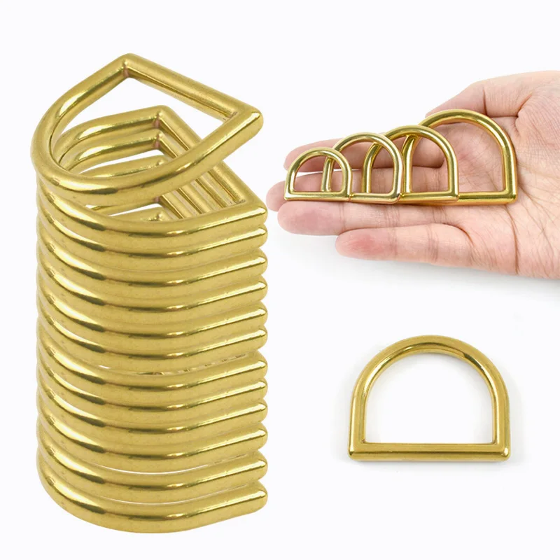 2/5P 13-45mm Massiver Messing D-Ring-Schnallen Metall-Taschenriemen-Schnalle Karabiner Reiner Kupferverschluss Handtaschenhaken DIY-Zubehör – Detail 3