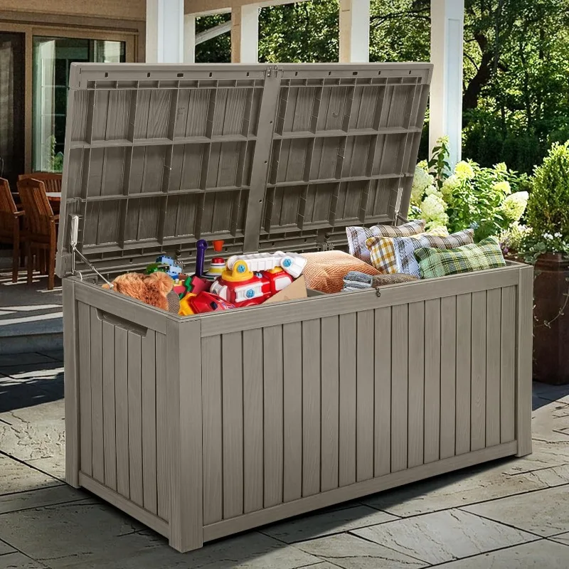 YITAHOME 180 Gallon Large Outdoor Storage XL Deck Box w/Divider for Patio Furniture,Outdoor Cushions, Garden Tools