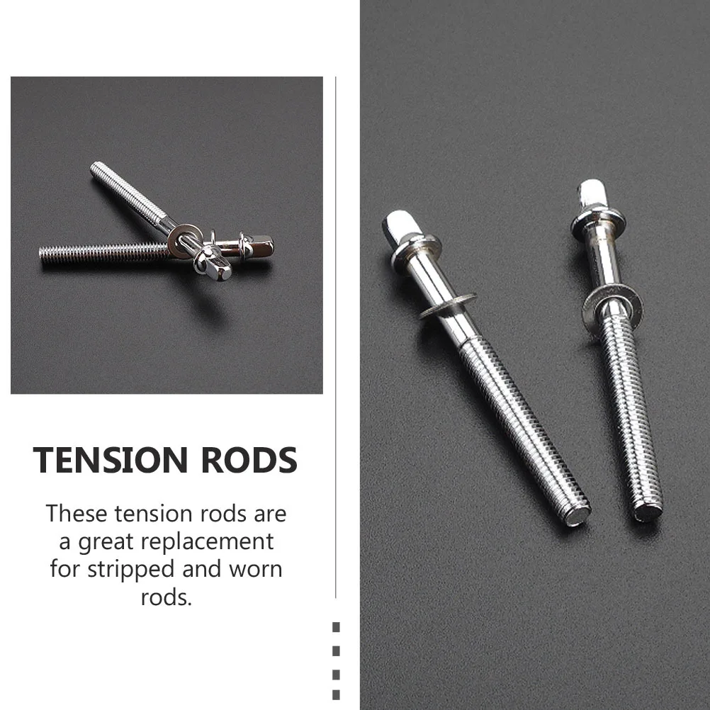 

2pcs 70Mm Tension Rods Premium Metal Fasteners Smooth Thread Even Force For Drum Set Snare Bass Drum Replacement Parts Accessory