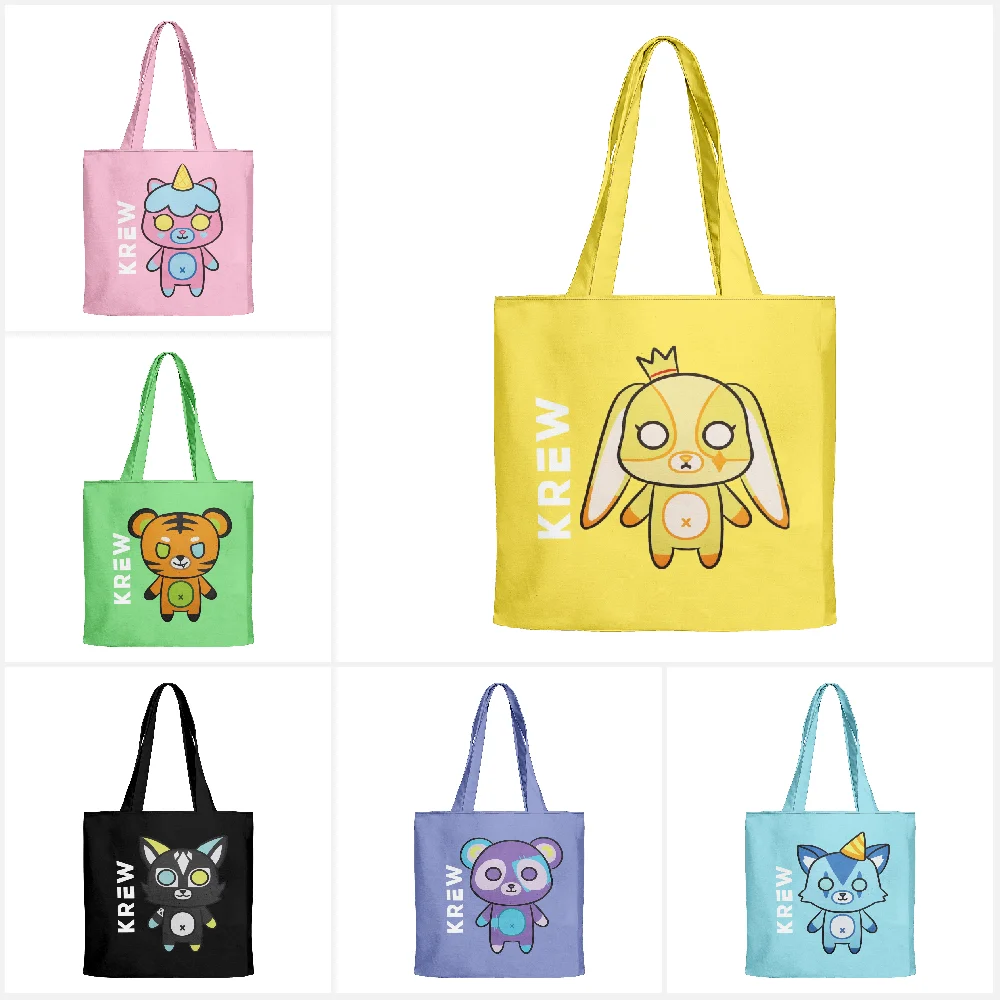 Itsfunneh Krew District Merch Tas Boodschappentassen Herbruikbare Schouder Shopper Tassen Casual Handtas 2023 Nieuwe Harajuku Zakken