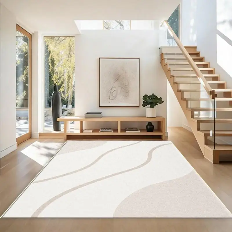 Minimalist Brush Stroke Texture Large Floor Mat Luxury Look Carpet For Dining Room Lounge And Elegant Apartment Accent
