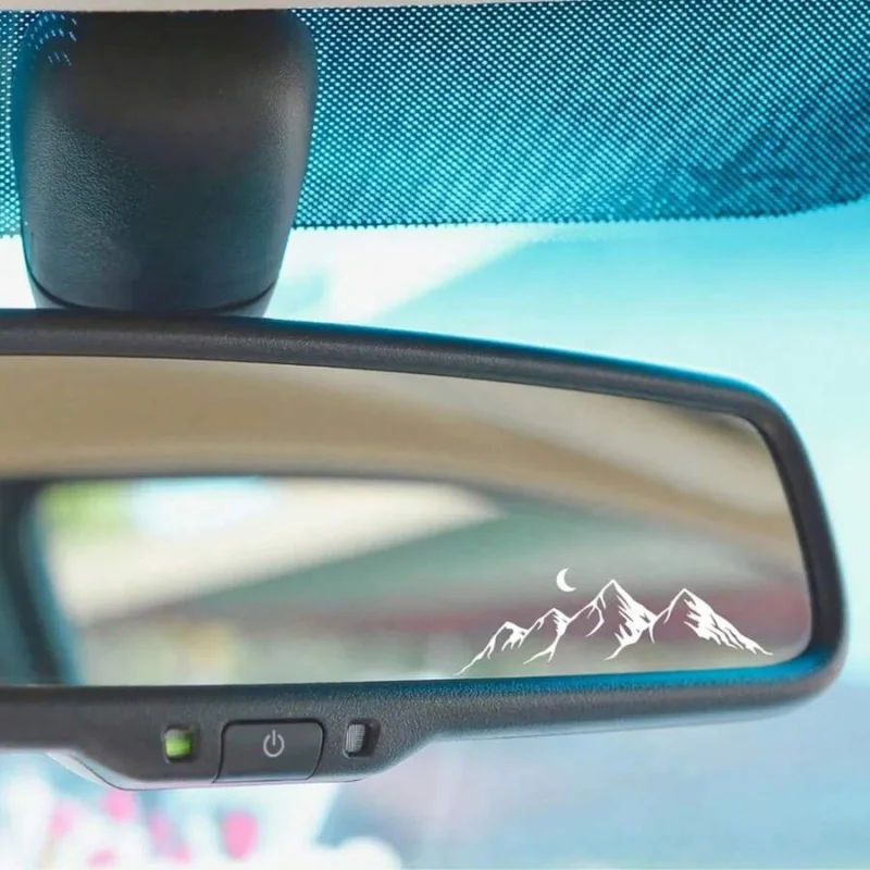 Adesivos personalizados para espelho retrovisor de carro com tema de montanhas e rios, mini adesivos fofos