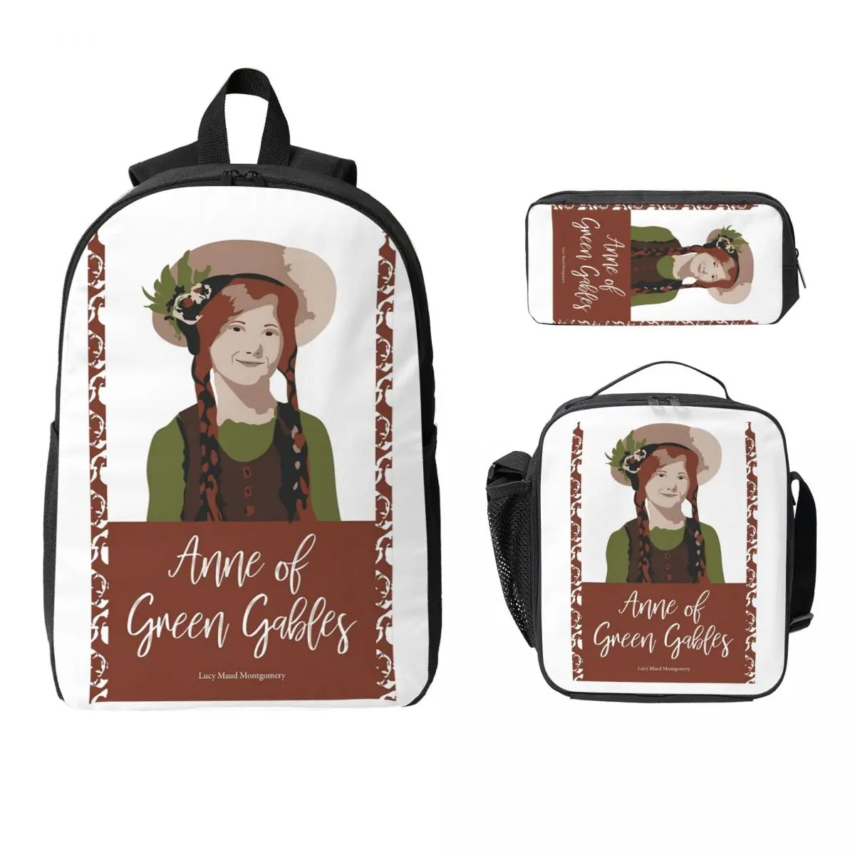

Рюкзак Anne Of Green Gables, студенческий рюкзак для мальчиков и девочек, школьная сумка, сумки на плечо для ноутбука, 3 шт., изолированная сумка для обеда, пенал