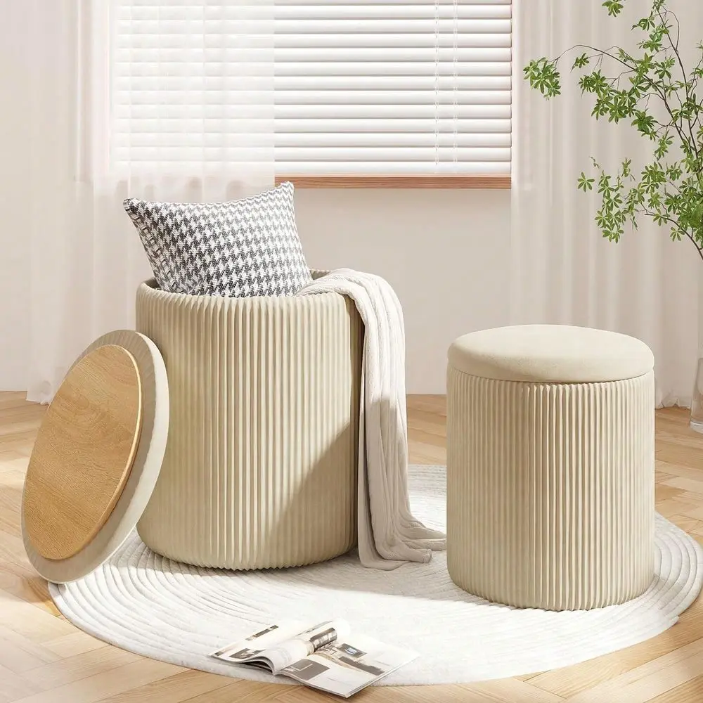 

makeup vanity chair bedroom furniture stool chairOttoman Vanity Stool With Storage Set Of 2, Beige Velvet holstered, Multifuncti
