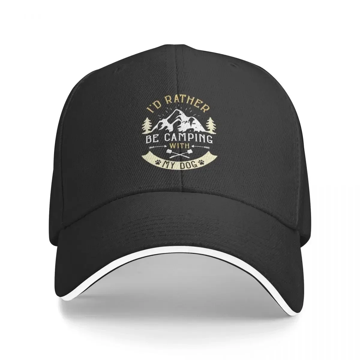 

I'd Rather Be Camping With My Dog Funny Camping With Dog Lover gift Vintage Baseball Cap fishing caps man Men's Luxury Women's
