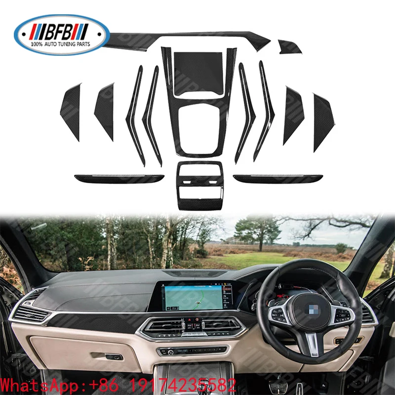 

For BMW X5 G05 LCI 2023-2024 Whole Interior Kit 15PCS Dry Carbon Fiber Interior Trims Accessory RHD Only
