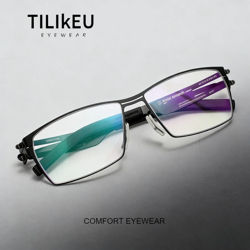 

German Brand Titanium Alloy Vintage Screwless Eyeglasses Men's Glasses Frame Handmade Square Elastic Screw-Free Eyewear Gafas