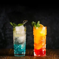 Creative Shaman Totem Face Tiki Bar Glass Wine Cocktail Glasses Whiskey Cup Beer Cup Juice Cup Thicken Bar Cooler Clear Tumblers