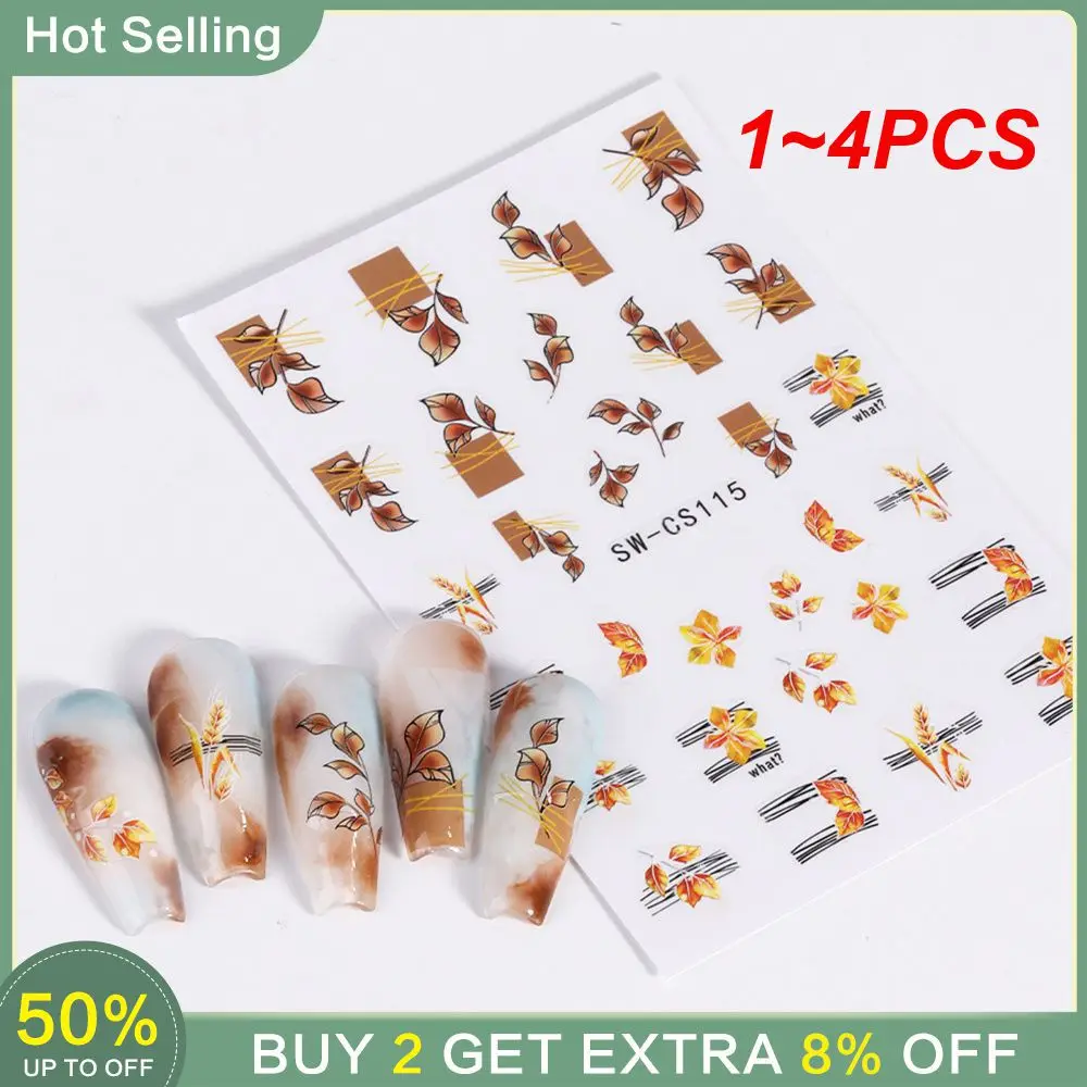 

1~4PCS Maple Leaf Nail Art Stickers High Quality And Durable 9.2 * 6.5cm Unique Ins Inspired Design Nail Art Accessories