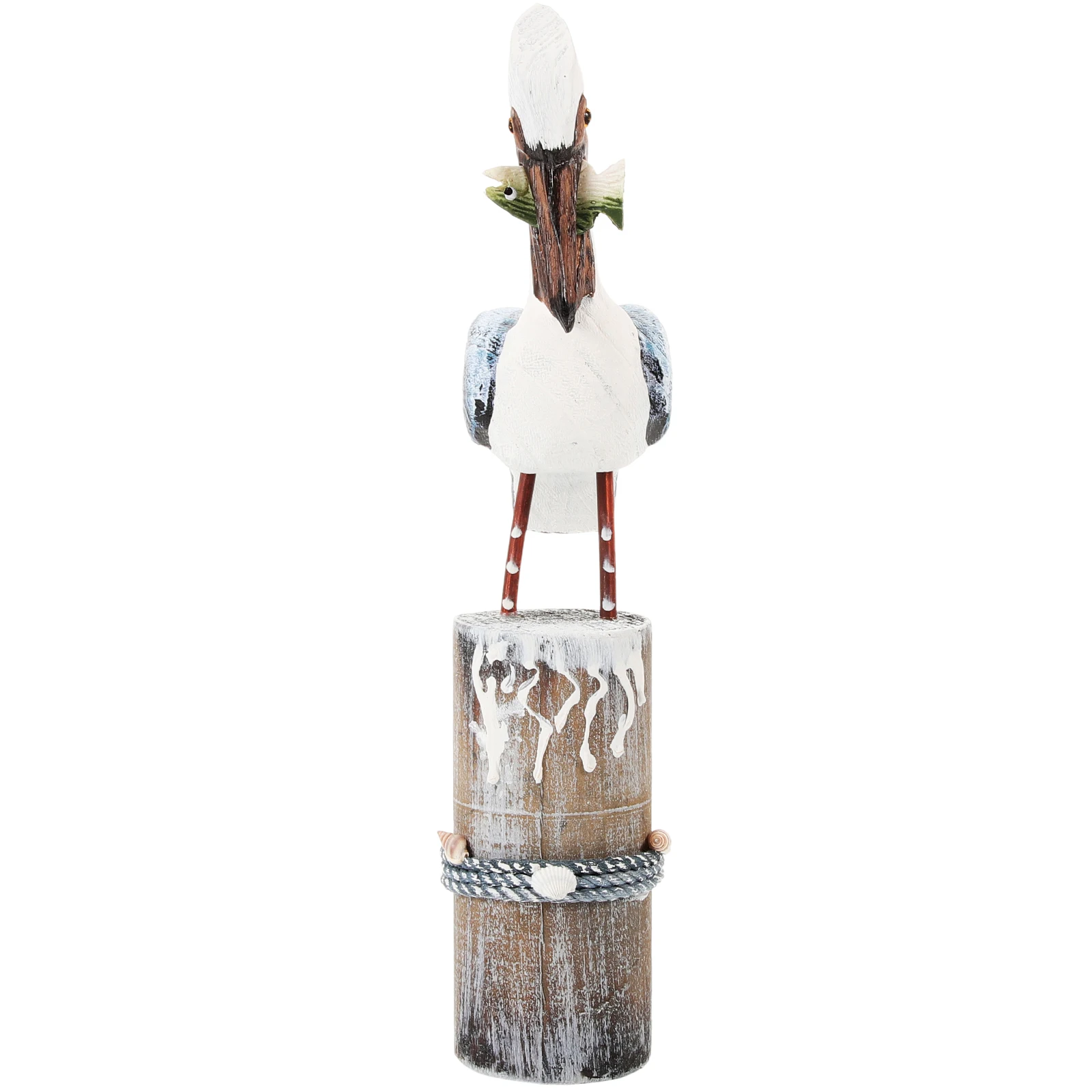 

Retro Blue Sea Statue Wooden On Stump Ornament Mediterranean Style On Tree Stump Decor Desktop Decoration Bird Sculpture Wood