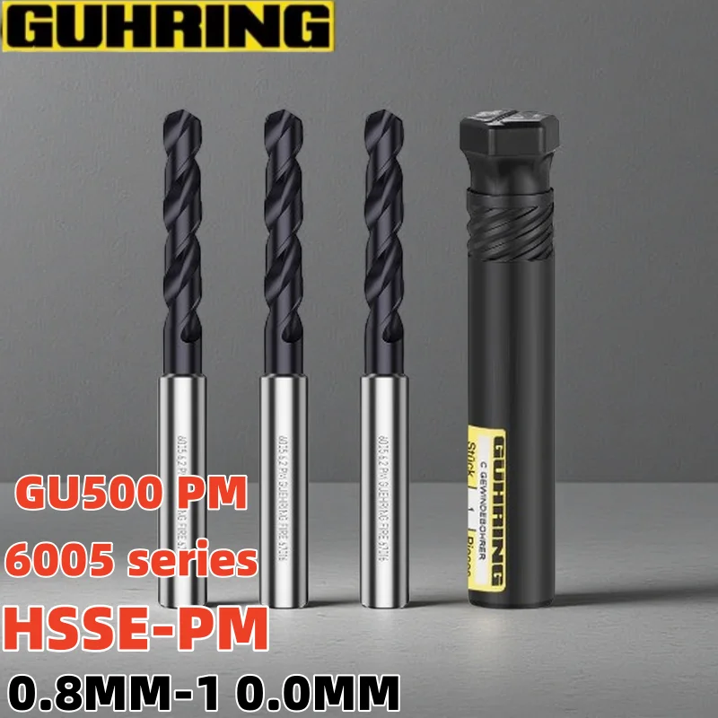 GUHRING 6005 HSSE-PM GU500 PM 3D Drill Bit Stiffener Shank 0.8-10mm Powder Steel Alloy for 0.8 1 1.05 1.35 2 2.65 3 4 5 6 7 8 9