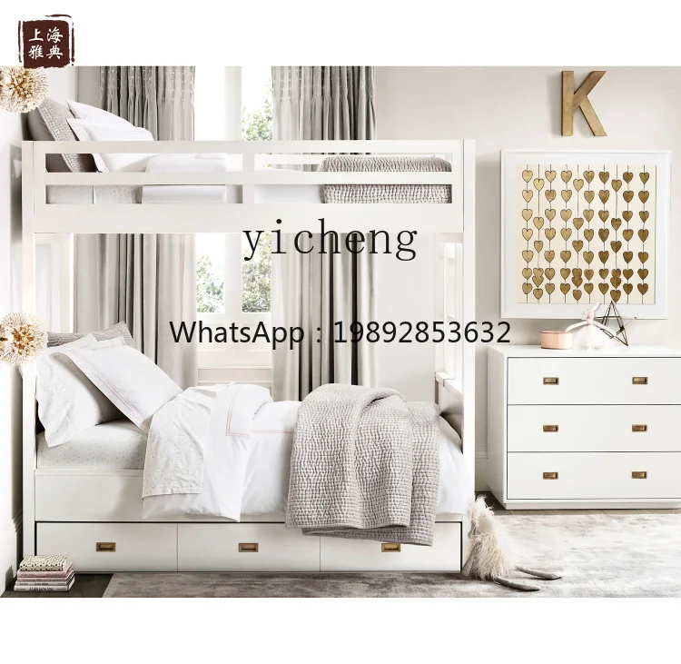 Upper and Lower Bunk Bunk Bed Simple Children's Solid Wood Parallel Height-Adjustable Bed Bunk Bed