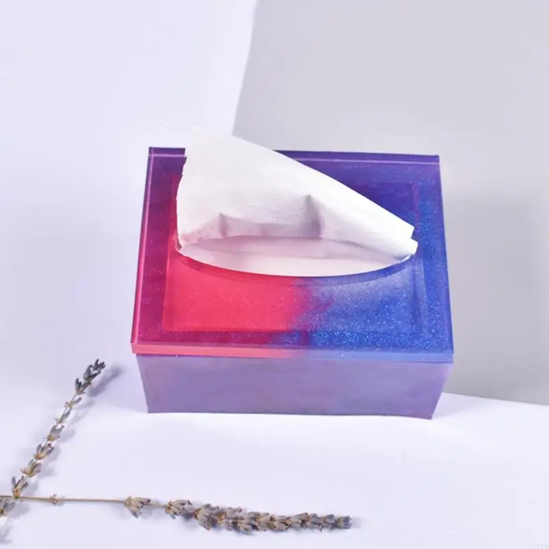 C1FE Tissue Box Kristall Epoxidharzform Schmuck Schmuck Aufbewahrung Serviettenhalter Silikonform DIY Handwerk Schmuck Geschenk