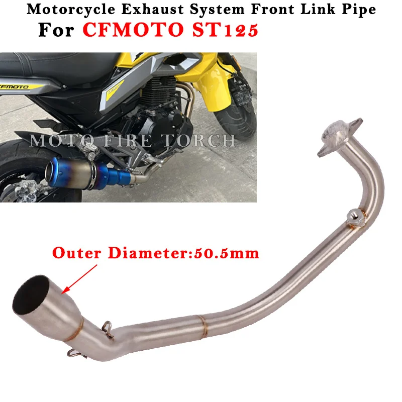 Slip On For CFMOTO ST125 ST 125 Motorcycle Exhaust Escape System Modified Muffler 51mm Front Link Pipe Stainless Steel Connect