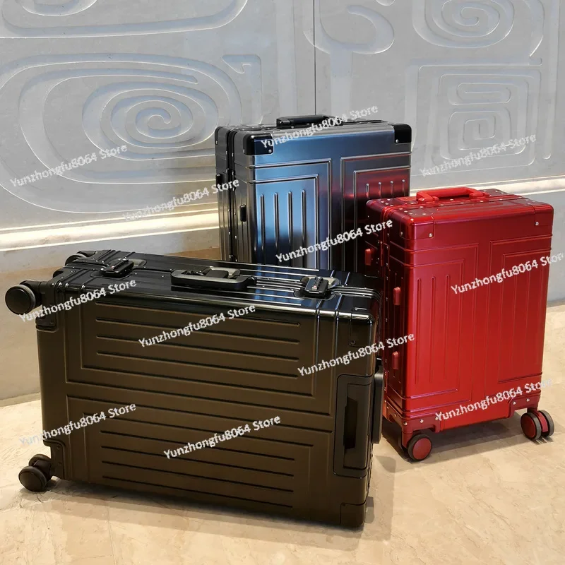 NEW 100% All Aluminum Travel Suitcase on Wheels Silver Rolling Luggage Large Size High Quality Trolley Luggage Case Bag