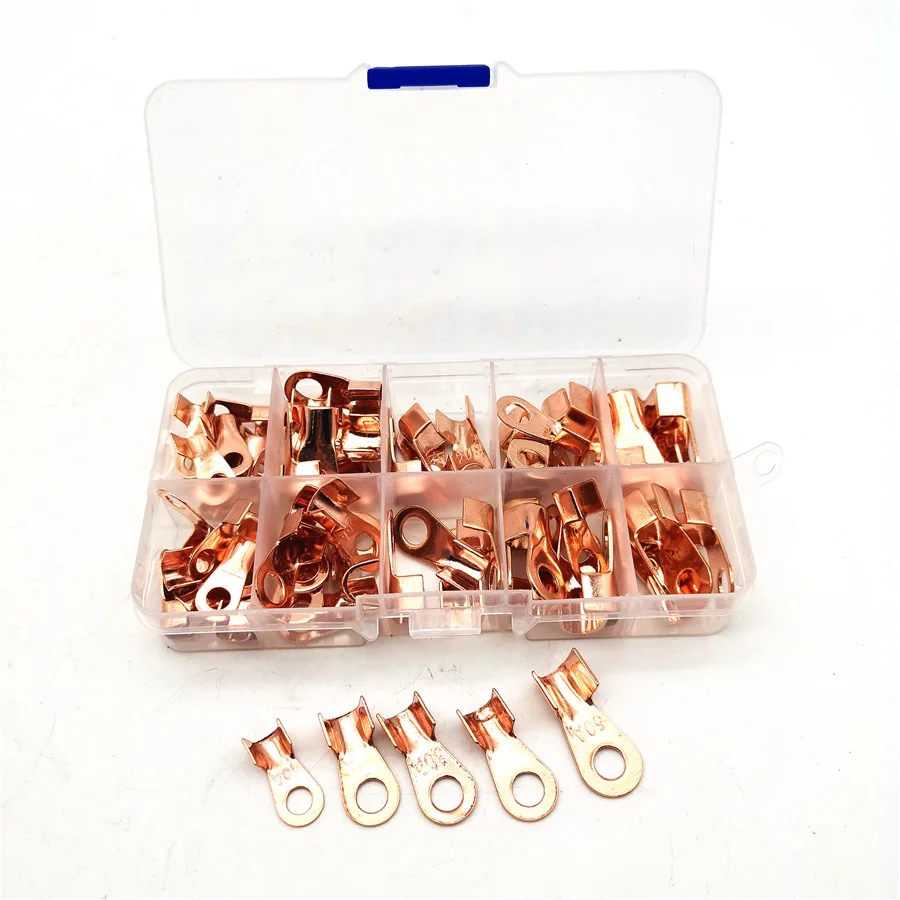 

70pcs/Box Wire Copper Sleeves 5 Sizes Ring Crimp Terminal Car Electric Accessories