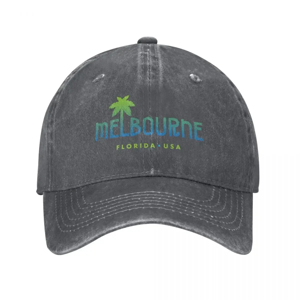 Melbourne Florida Typographic Palm Tree Design Baseball Cap Gentleman Hat Hat Man Luxury black Baseball Men Women's