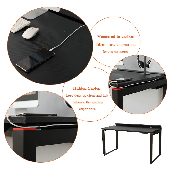 Electric Height Adjustable RGB Lights Hidden Cable Motion Gaming Standing Desk With Cable Management