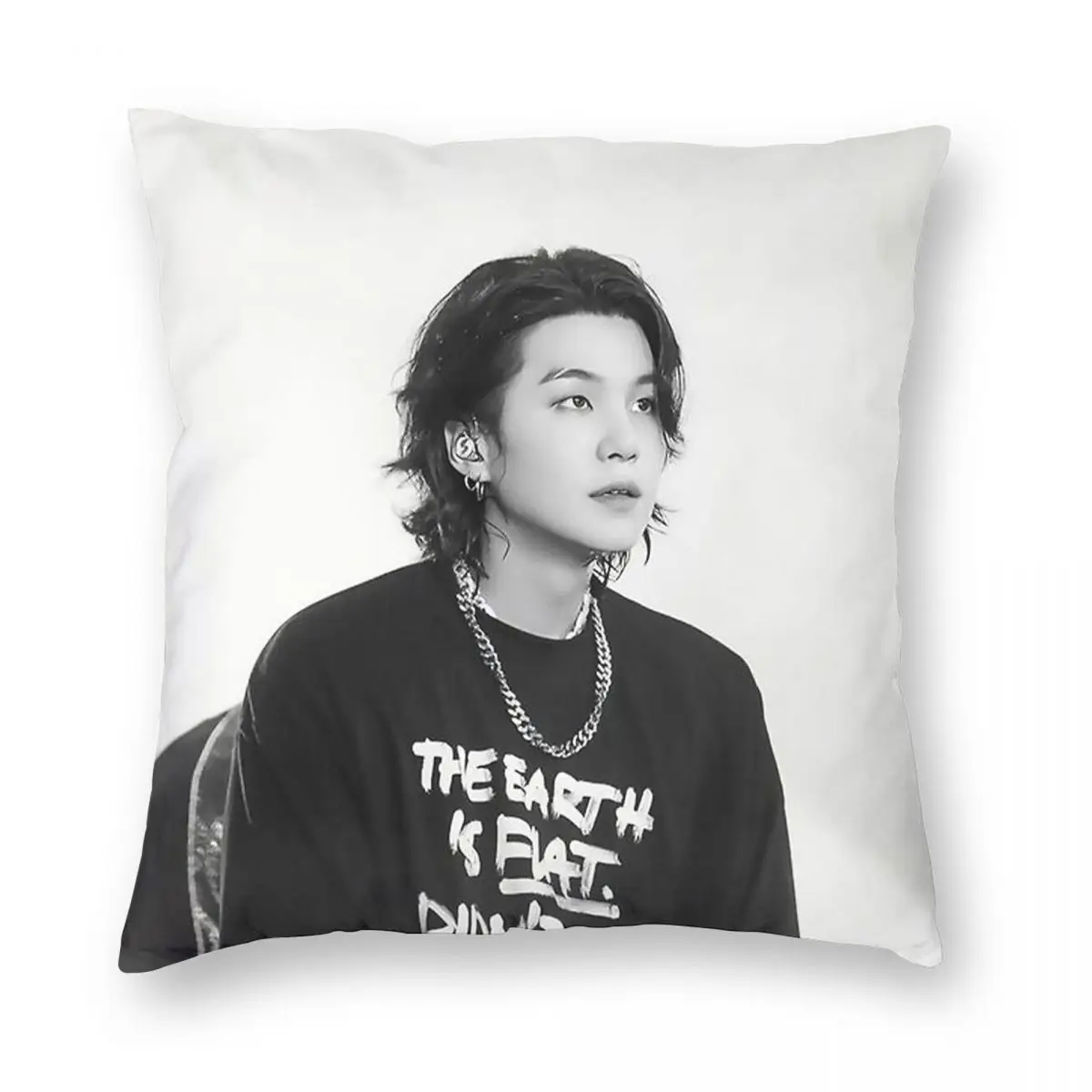 SUGA Yoongi Concert Square Pillowcase Polyester Linen Velvet Pattern Zip Decor Throw Pillow Case Sofa Seater Cushion Cover 45x45