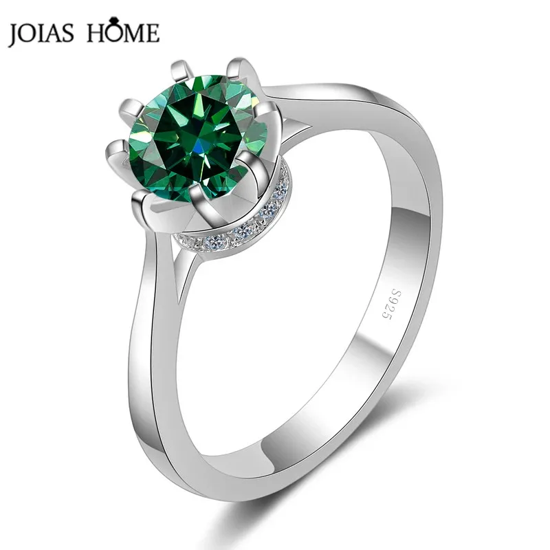 

JoiasHome Multi Color 1Carat Moissanite Ring For Women 925 Silver Fine Jewelry Geometric Shape Party Birthday Celebration Ring