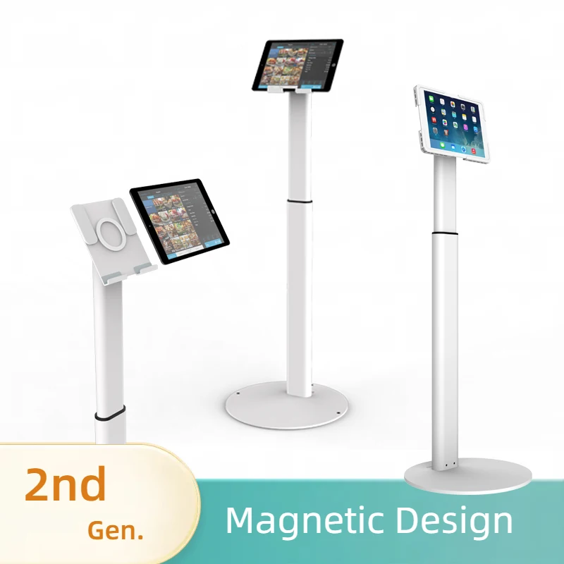 Patent Design Universal Height Adjustable Kiosk Floor Tablet Display Stand for 7'-13' Tablet